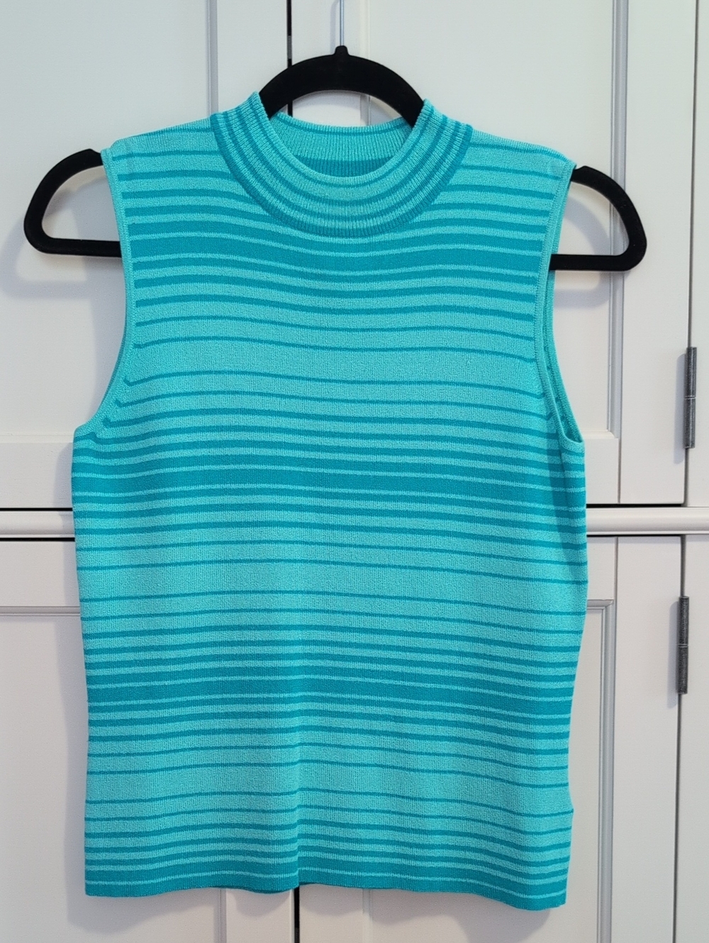 Sleeveless Striped Knit Top - Turquoise